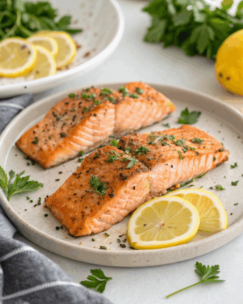 Healthy Air Fryer Salmon with Lemon Herb Seasoning