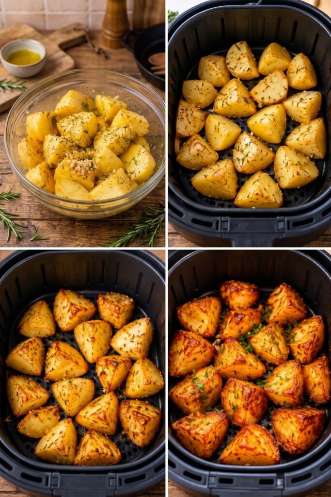 Crispy Air Fryer Garlic Herb Potatoes – Golden, Crunchy, and Delicious